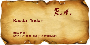 Radda Andor névjegykártya